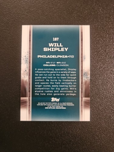 2025 topps football will shipley no.167 RC /225 - Picture 2 of 2