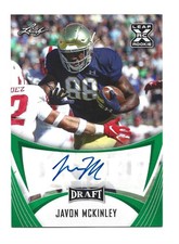 Javon McKinley AUTOGRAPH Green RC Notre Dame Fighting Irish 2021 Leaf Draft AUTO