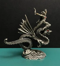 Hudson Pewter Pewter Crystal of Zorn Sorceress Dragon Serpent Diorama Figurine