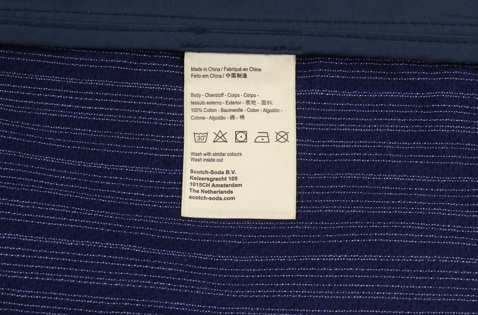 SCOTCH & SODA Men Blazer M Navy Blue Cotton Single Breasted Notched Lapels DDP - product detail image 10