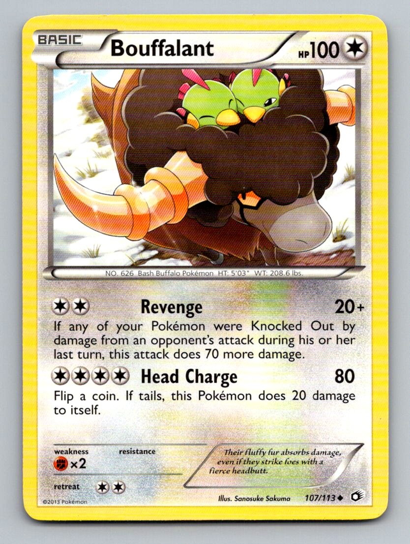 Bouffalant 107/113 Uncommon Legendary Treasures Pokemon Lightly Played
