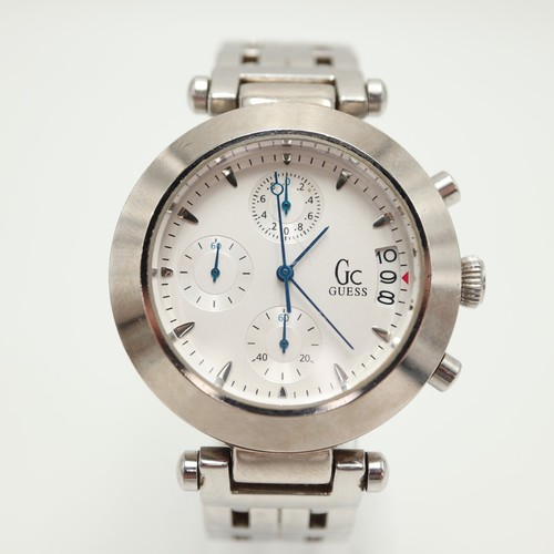 Guess Collection GC Silver Tone 1/10th Sec Chronograph 38mm Watch w New Battery - Picture 5 of 16