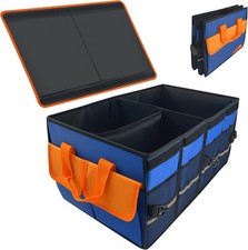 Car Trunk Organizer with Lid, Collapsible Multi-Compartment Car Organizer and St