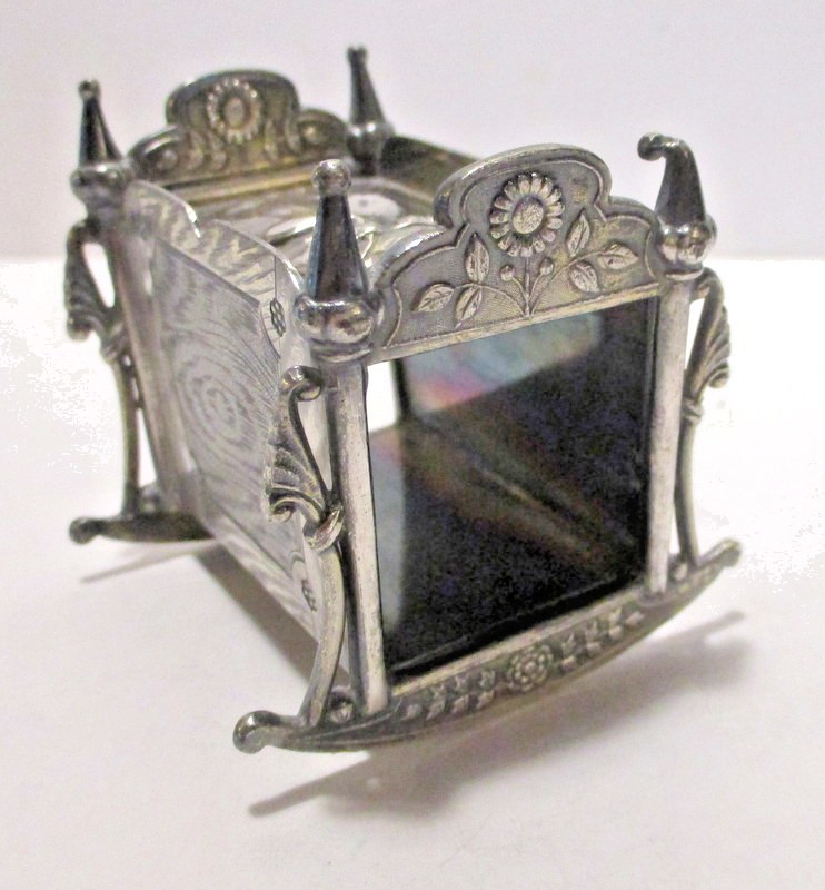 Antique Victorian Napkin Ring James Tufts Sleeping Baby in Crib