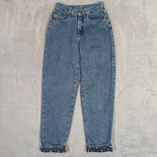 VTG LL BEAN Flannel Lined Jeans Women 6 Relaxed Fit Snowflake USA Union Made 90s