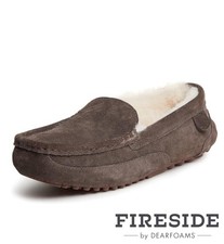 Men's Fireside by Dearfoams Melbourne Genuine Shearling Moccasin Slipper.