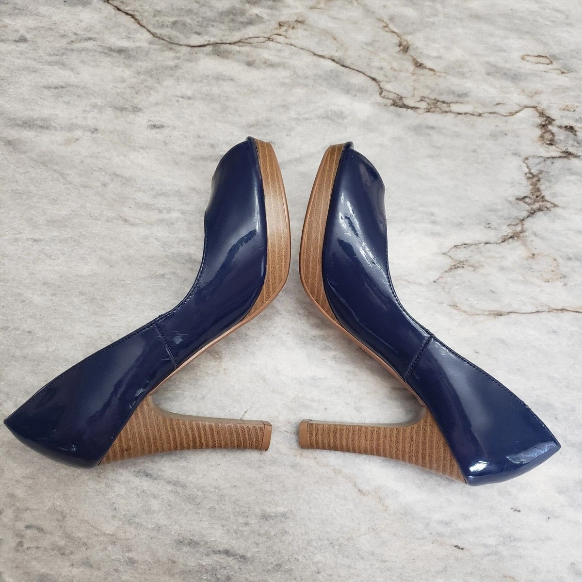 Navy blue top 2 inch heels