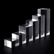 1PC Clear Crystal Acrylic Cube Display Stand Jewelry Show Base Pedestal Holder