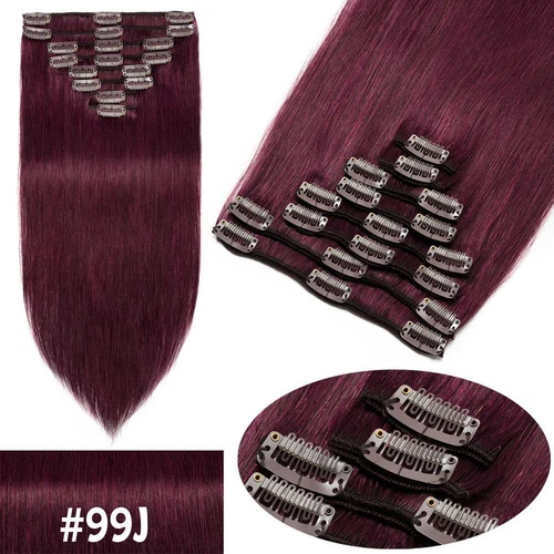 100% Echthaar Clip In Remy Haarverlangerung Extensions Glatt 8 Tressen Dick Lang - Bild 17 von 37