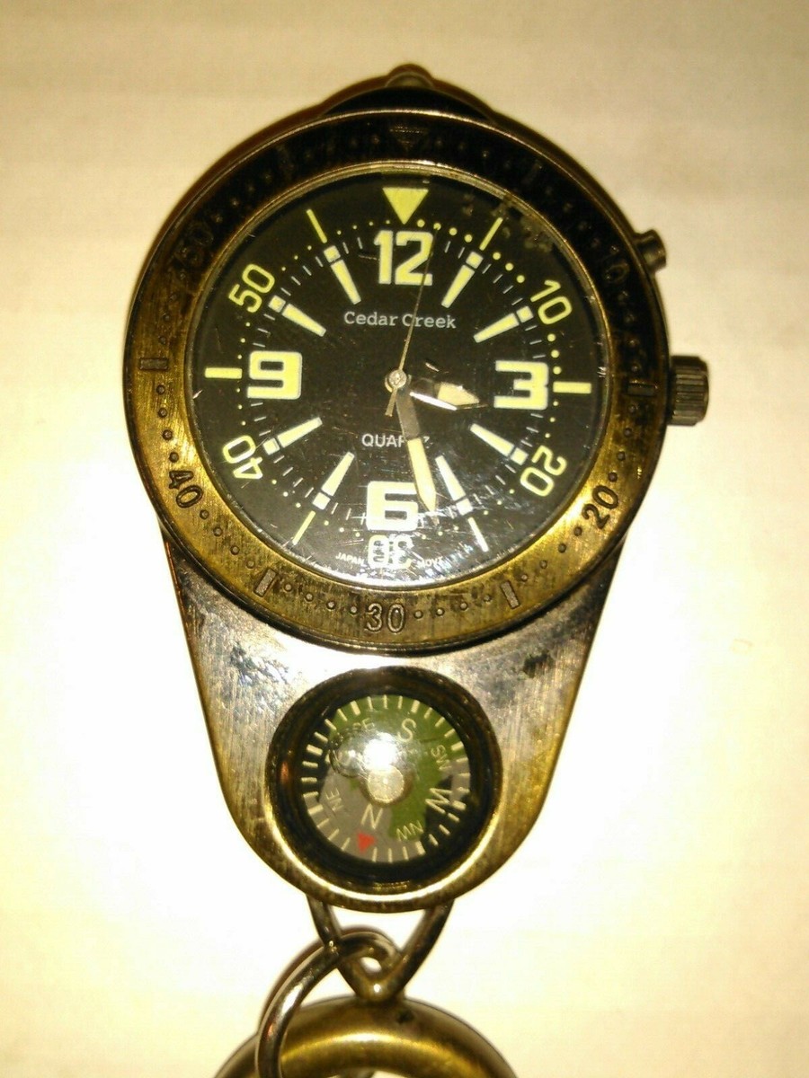 Vintage Quartz Cedar Creek Railroad Pocket Watch NEW BATTERIES LIGHT WORKS