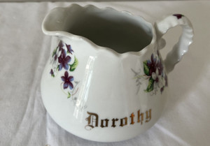 Vintage Teapot Pitcher Personalized Porcelain printed with Dorothy Gold Letters