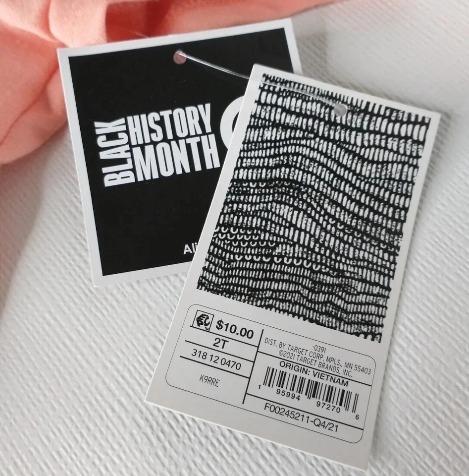 Vestido Target Negro Mes de la Historia Akoma Manga Volantes Melocotón Niñas Talla 2T Nuevo con Etiquetas Foto 3 de 4