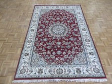 5'4 x 8'2 Hand Knotted Red Fine Nain With Silk Oriental Rug G14743