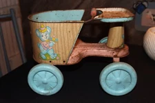 Ohio Art Co. Metal Tot Cart, Push Buggy / Scooter Mid-Century