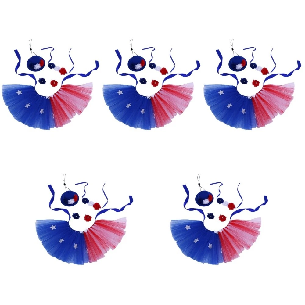 VETEMENTS Set 5 Sedute Felpa con Cappuccio per Cani Gonna Tutù per Giorno dell'Indipendenza Abbigliamento per Cani per