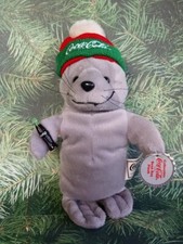 COCA COLA BEAN BAG PLUSH TOY - 0114 SEAL IN SKI CAP - 1997