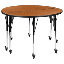 Flash Set/2 Activity Tables, 48"D 30"H , Oak - XU-GRP-A48-HCIRC-OAK-T-A-CAS-GG