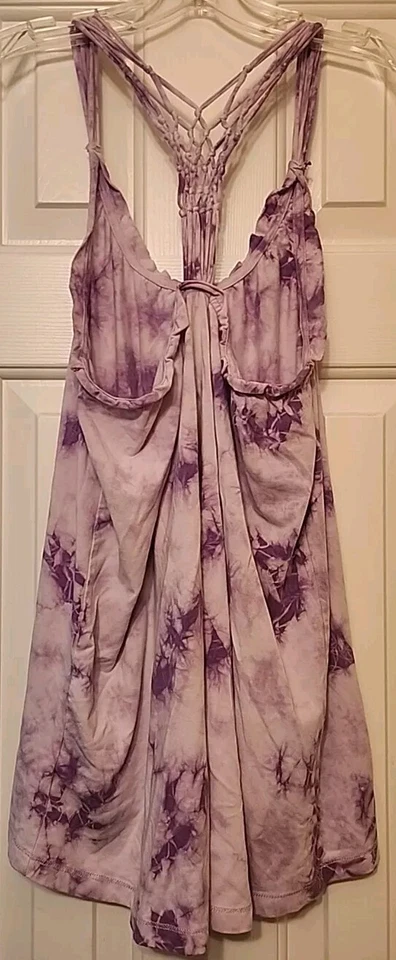 Camiseta sin mangas Earth Yoga para mujer grande púrpura tie dye trenzada espalda deportiva activa Foto 3 de 4