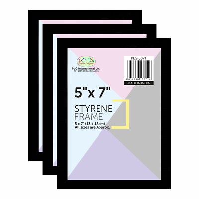 [3er Set] Schwarz 5''x7'' Styrol Bilderrahmen Poster Portrait Bild Wandhalterung