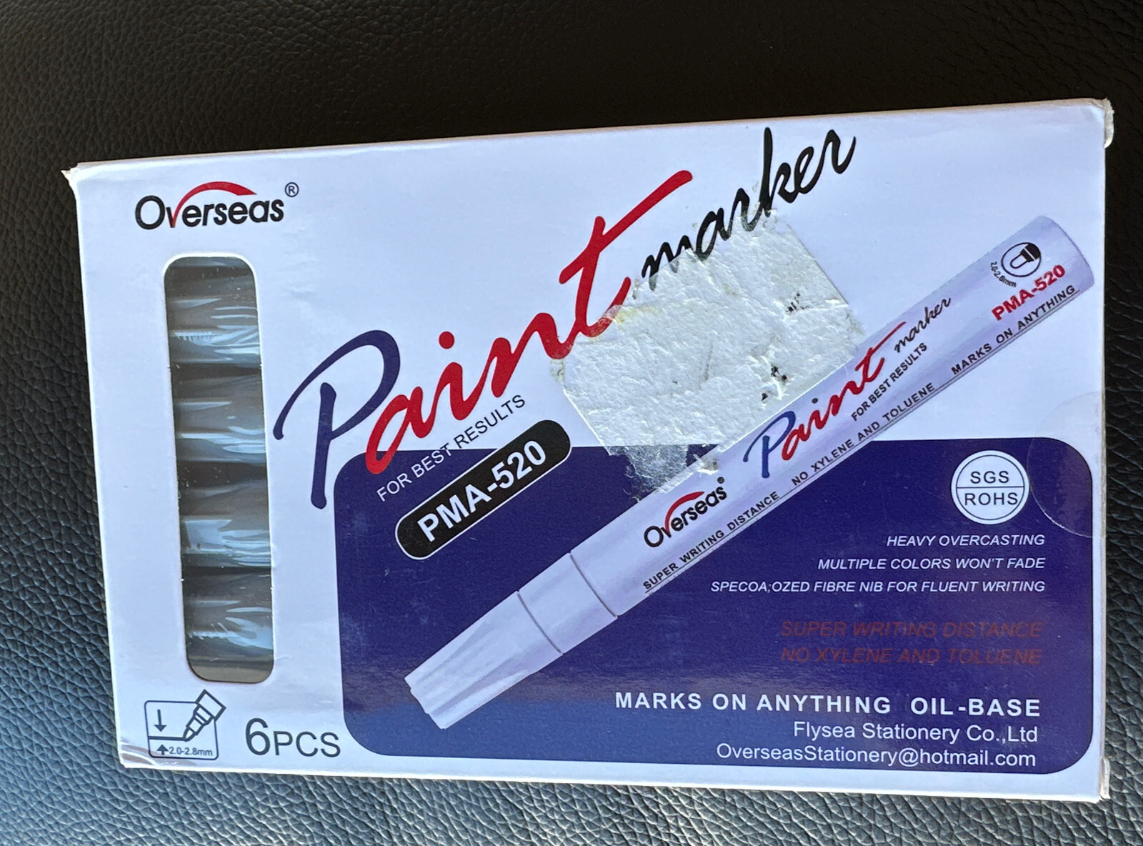 Overseas Permanent Markers Silver Metallic Oil Based PMA-520 6-Pack