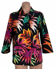 Additions By Chicos Lightweight Button Up Jacket Blazer Watercolor Floral sz 2 L