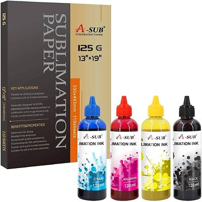Bundle A-SUB Sublimation Paper 13x19 + 480ML A-SUB Sublimation Ink for Epson