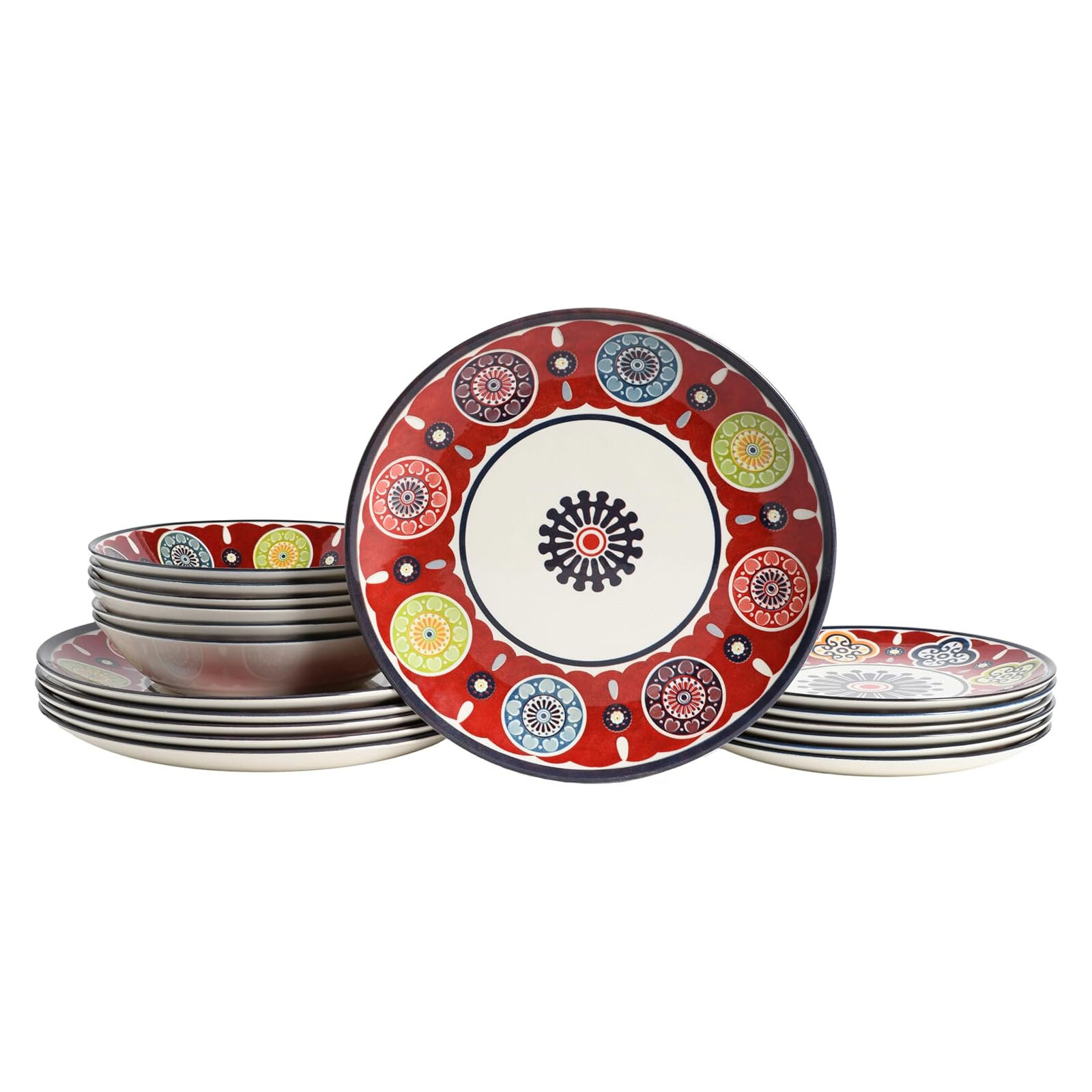 Набор для творчества 24009 Serie Sumaya Red 18-teiliges Geschirrset Teller Set Steingut 23690₽