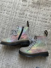 Doc Martens Kids Size 8 Kids 1460 Pascal Rainbow Iridescent 8-Eye Boot EUC