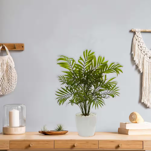 Palms Artificial Plant in White Planter (Set of 2) - Picture 3 of 12