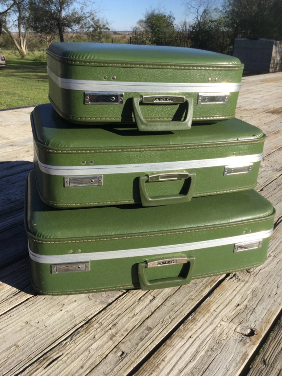 Avocado Green MCM Set Of 3 Hardshell Suitcases Vintage 50s 60s 70s Luggage