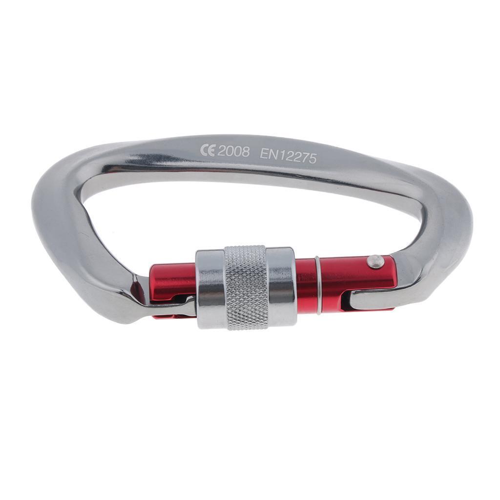 Mousqueton En D Avec Vis De Verrouillage 25KN - Pour Escalade, Alpinisme, Sauvetage Et Travail En Hauteur