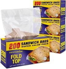 Clear Fold Top Sandwich Bags 800 Count, Bulk Disposable One Size, 