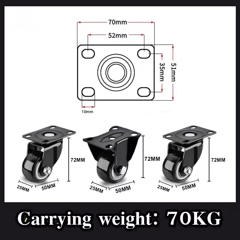 4 Ruote Carrello Universali 125mm Ruotanti Con Freno Gomma Ruota