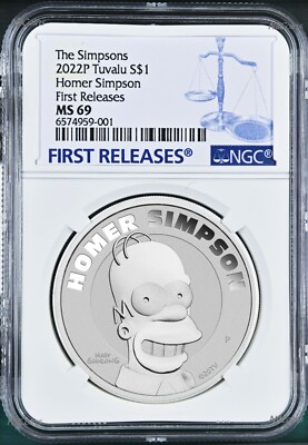 #ad 2022 Homer Simpson Simpsons $1 1oz .9999 Silver COIN NGC MS69 FR $117.99