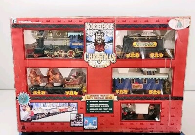 North Pole Christmas Express Animated Musical Train Set VNTG Over