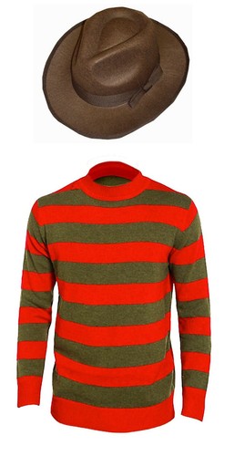 Mens & Kids Boys Freddy Krueger Costume Halloween Horror Fancy Dress 3-Piece Set - Picture 8 of 12