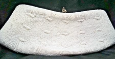 Vintage White Beaded Evening Bag Clutch or Shoulder with Chain