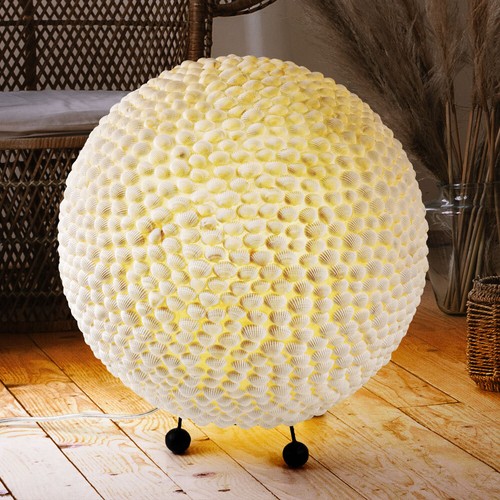 Lampada Da Tavolo LED A Sfera In Rattan | Luce Notturna USB Dimmerabile Per Camera Da Letto | Lampada Decorativa In Legno E Lino (Blu, 15 Cm) - 3