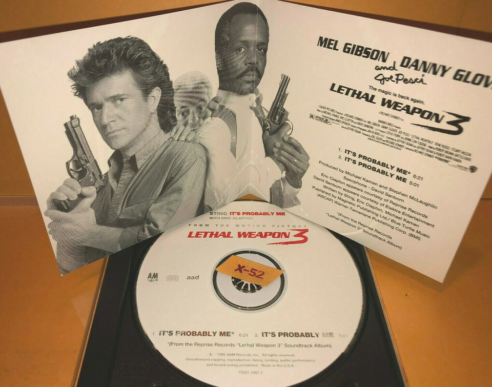 Lethal Weapon 3 Sting CD hit single Its Probably Me Eric Clapton Mel Gibson Foto 2 de 3