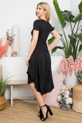 Black High Low Dress Size Medium Empire Waist Pockets | eBay