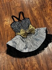 Weissman dance tutu ballet youth large black silver gold dance costume
