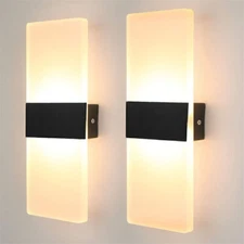 2x Modern LED Wall Lighting Up Down Cube Room Sconce Lamp Fixture Indoor