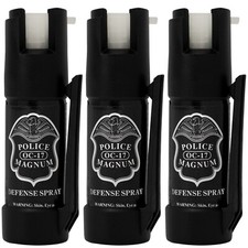 3 POLICE MAGNUM Glow In Dark Pepper Spray .50oz GID Bottom Clip Self Defense