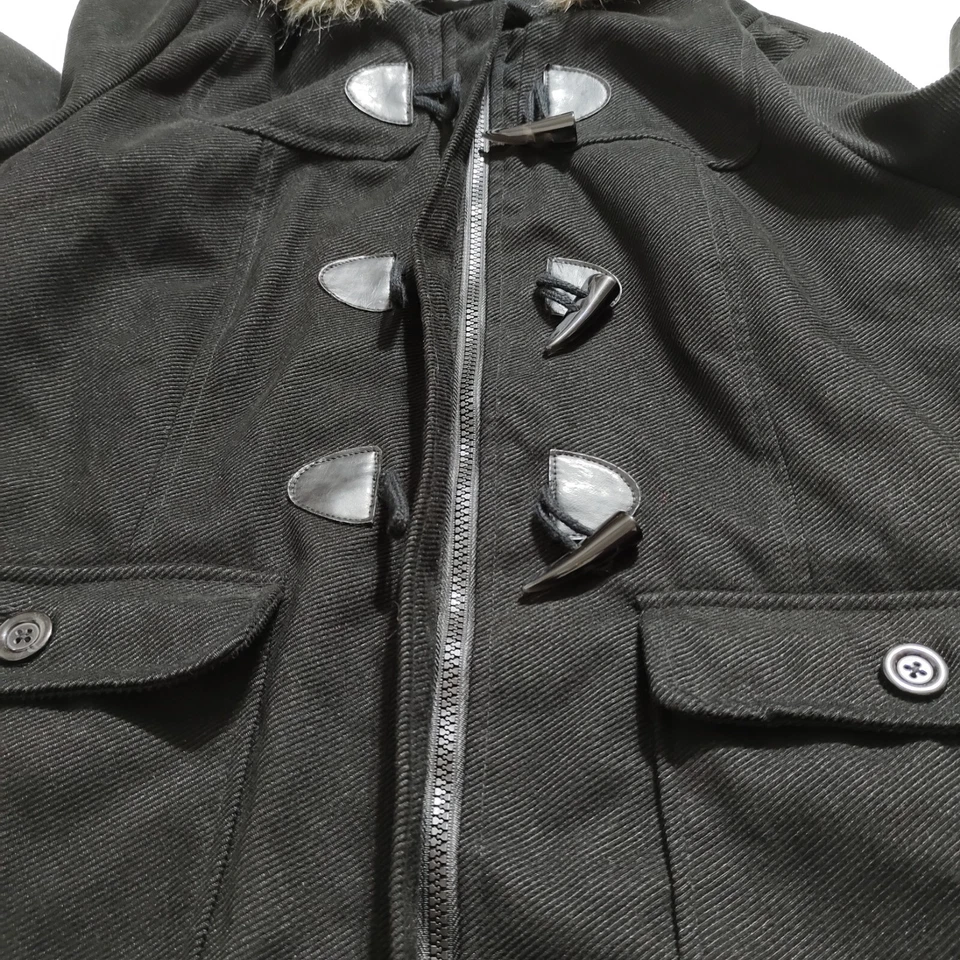 Abrigo Mossimo XXL de piel sintética con capucha bolsillos de pana para mujer Foto 4 de 4