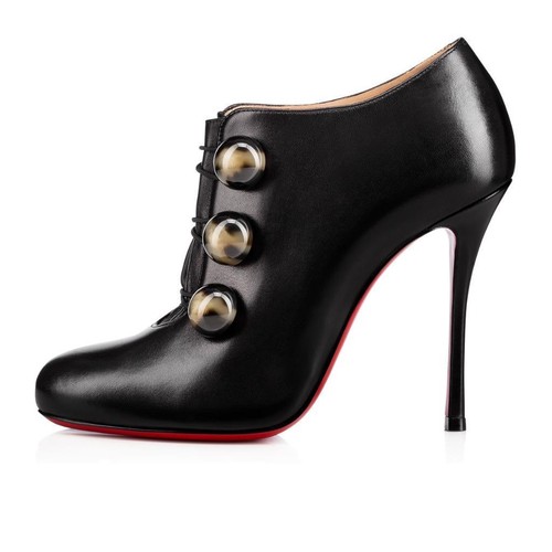 Button Ankle Boots Booties Heels Black 