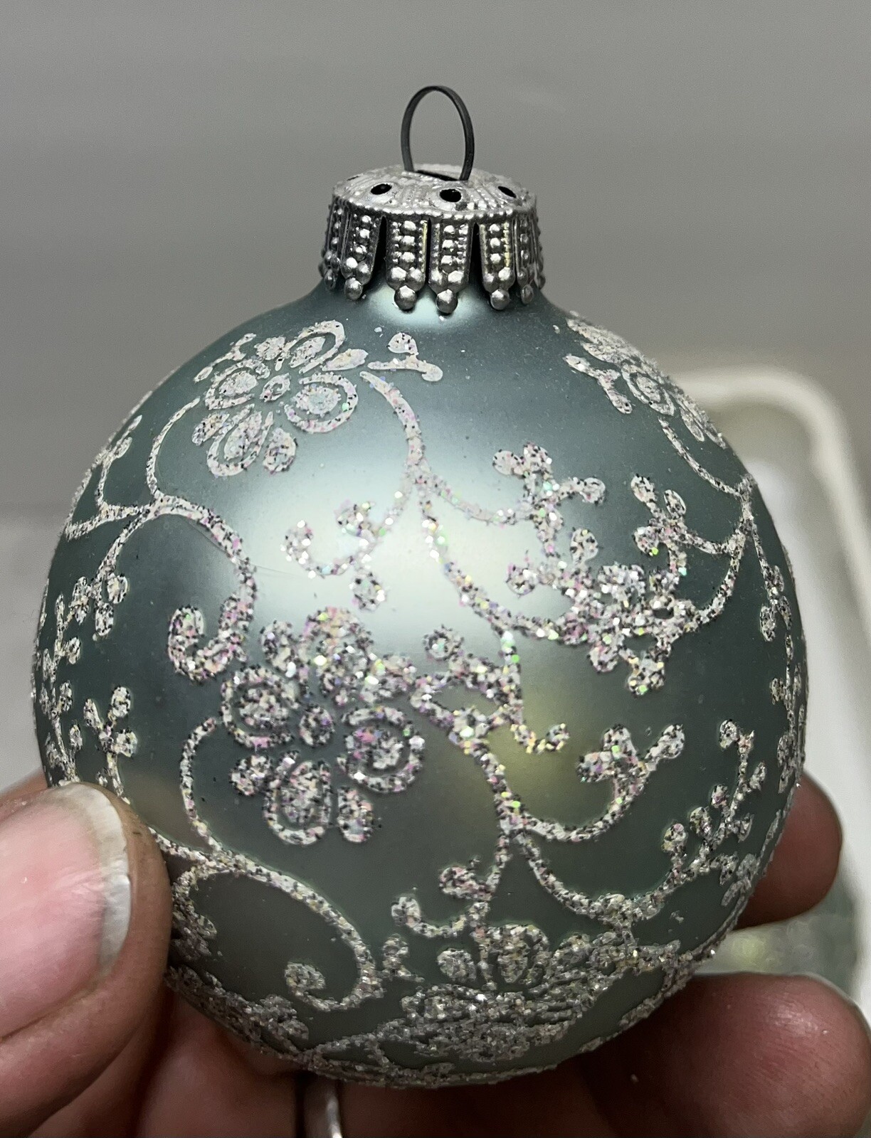 Vintage Christmas By Krebs Round Ornaments Light Mint Color From