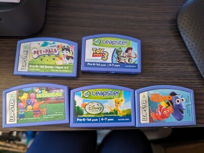 Lot of 5 Leapster Leap Frog Electronic Learning Game Cartridges Kids