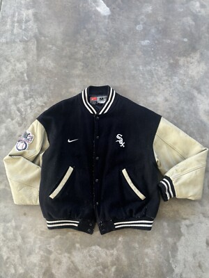 Vintage 2000s Nike team Chicago White Sox Leather Varsity Jacket rare