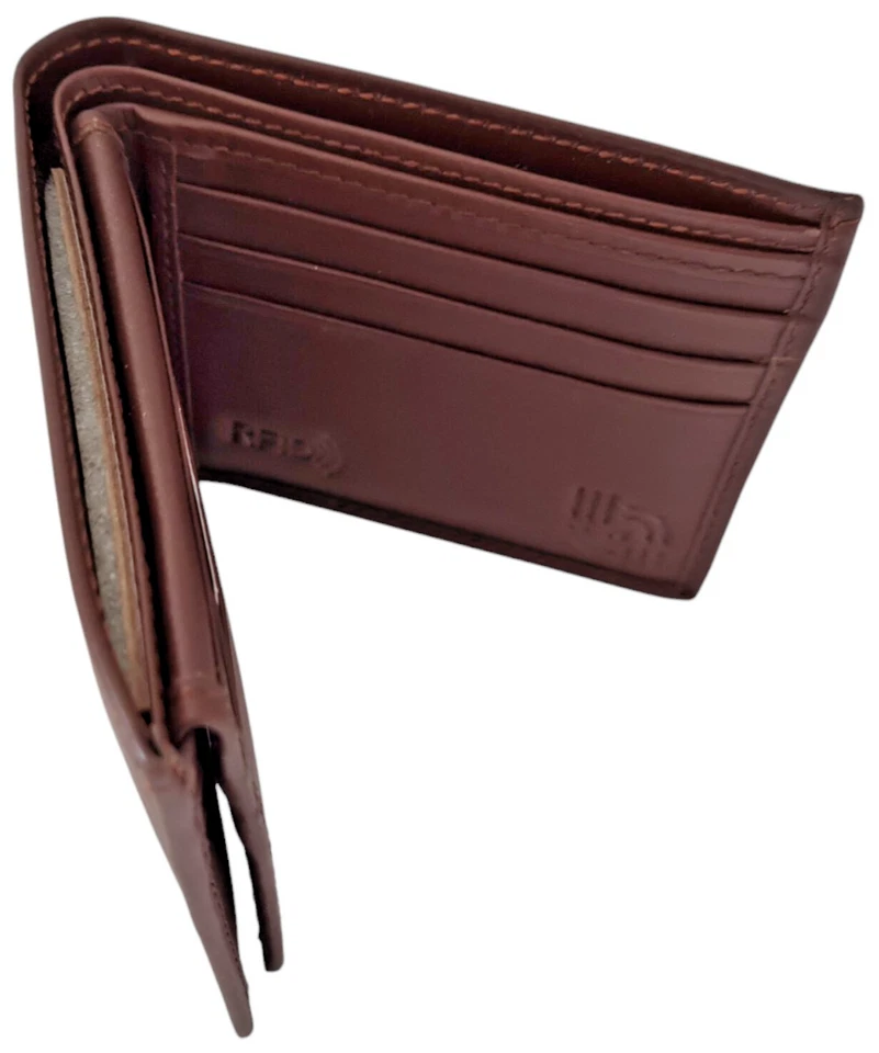 Men's Genuine Cow Grain Leather Tri Fold Handmade Wallet, Color: Brown,  GW104 - Image 3 of 4