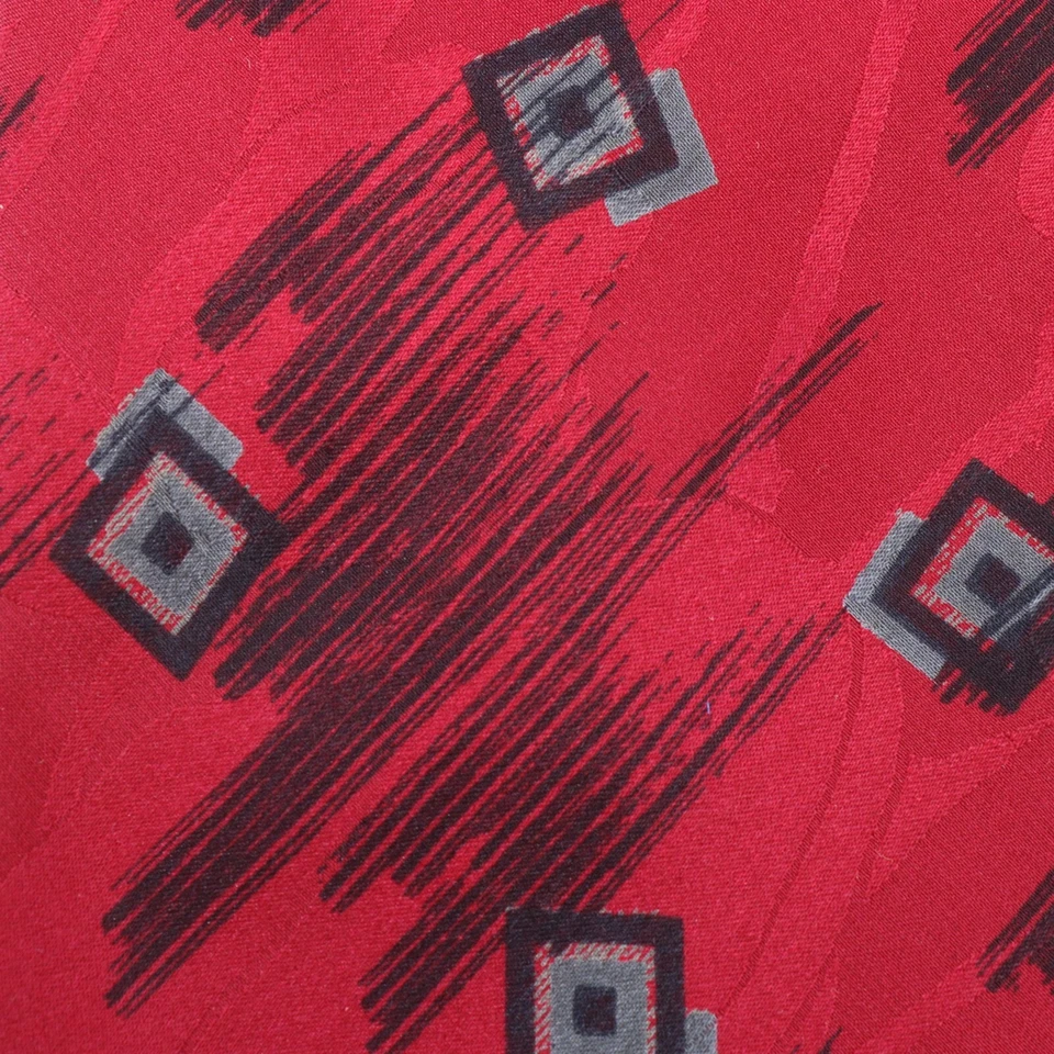 复古 Frateli 领带男式 59 英寸红色意大利丝绸黑色 Abstrat Geo 宽衬里 — 第 2/4 张图片